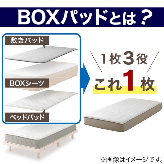 BOXパッド クイーン(コットンベロア Q GY T04) 2枚目画像