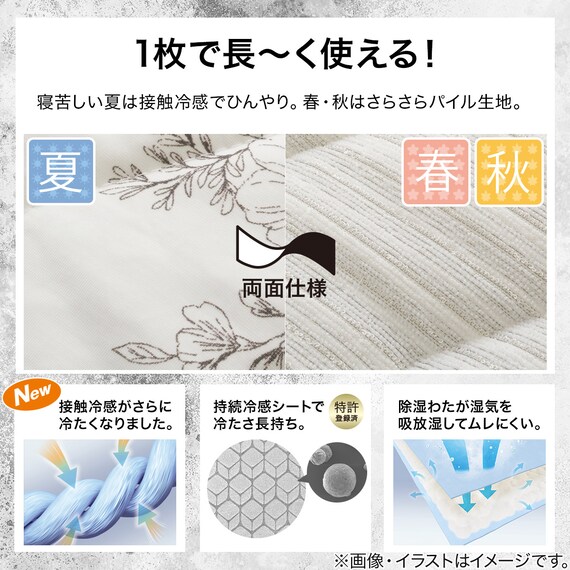 両面使える BOXパッド ダブル(Nクール極冷 フローラル S26) 4枚目画像