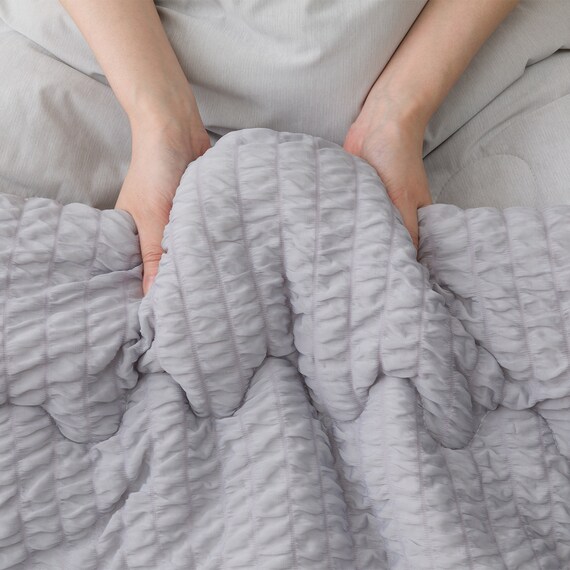 両面使える くしゅくしゅ肌布団 シングル(Nクール グレー S2601) 9枚目画像