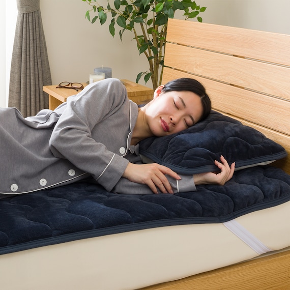 両面使える 敷きパッド シングル(N-Miraku S ネイビー 2671) 6枚目画像