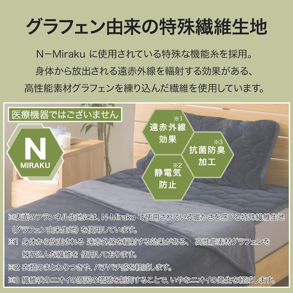 両面使える ピローパッド(N-Miraku ネイビー S2671) 2枚目画像