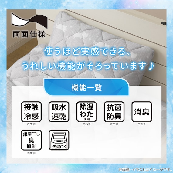 両面使える すっぽりピローパッド(Nクールデコネコ S26) 4枚目画像