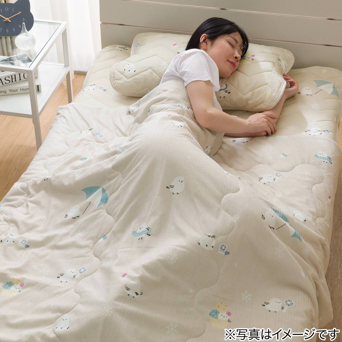 3点セット】両面使える 敷パッド シングル(Nクール 極冷 シマエナガ
