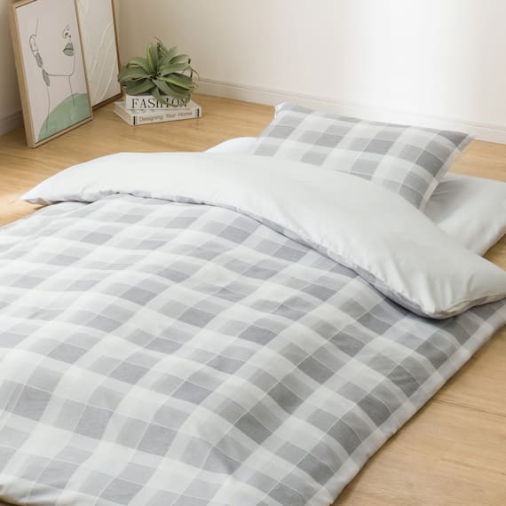 カバー付き 布団セット 6点 (S2601 シングル グレーチェック) 11枚目画像