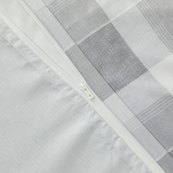 カバー付き 布団セット 6点 (S2601 セミダブル グレーチェック) 12枚目画像