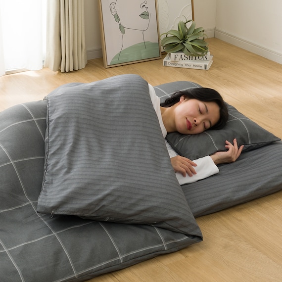 カバー付き 布団セット 8点 (S2602 ダブル グレーウィンドウペン) 9枚目画像