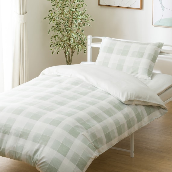 カバー付き 布団セット 6点 (S2603 シングル イエローグリーンチェック) 10枚目画像