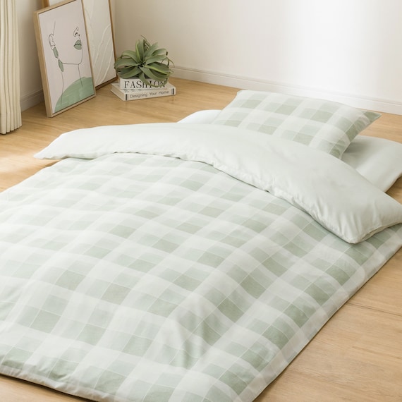 カバー付き 布団セット 6点 (S2603 シングル イエローグリーンチェック) 11枚目画像