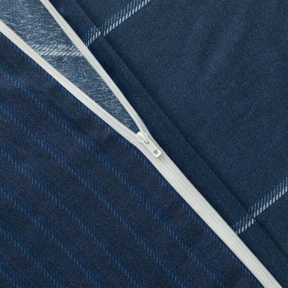 カバー付き 布団セット 6点 (S2606 シングル ネイビーウィンドウペン) 12枚目画像