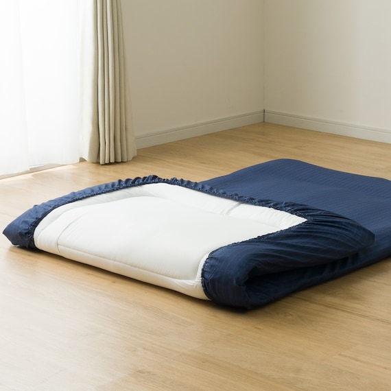 カバー付き 布団セット 6点 (S2606 シングル ネイビーウィンドウペン) 17枚目画像