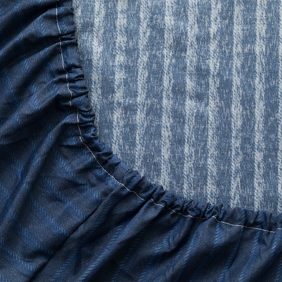 カバー付き 布団セット 6点 (S2606 シングル ネイビーウィンドウペン) 18枚目画像