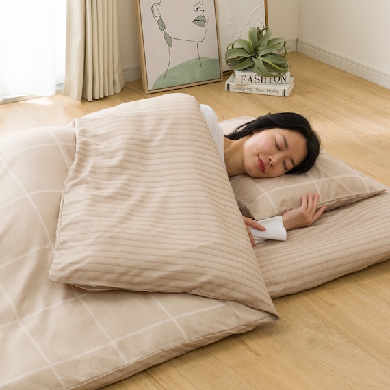 カバー付き 布団セット 6点 (S2607 シングル ベージュウィンドウペン) 9枚目画像