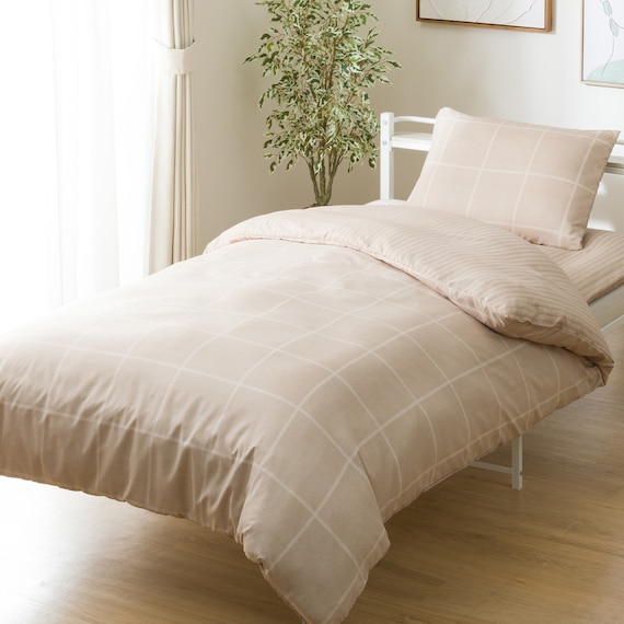 カバー付き 布団セット 6点 (S2607 シングル ベージュウィンドウペン) 10枚目画像