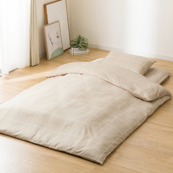 カバー付き 布団セット 6点 (S2607 シングル ベージュウィンドウペン) 11枚目画像