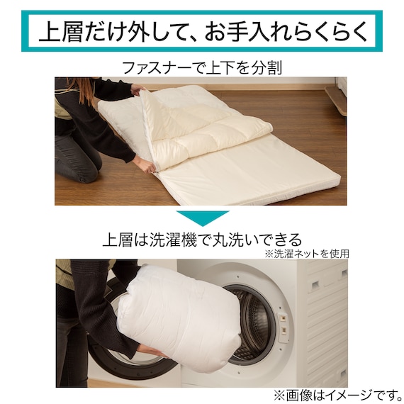 カバーが 洗える ボリューム敷布団 除湿わた入り セミダブル(F2502 SD) 3枚目画像
