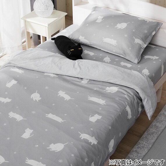 ひんやりケットにもなる掛け布団カバー シングル(Nクール D2603 デコネコ) 11枚目画像