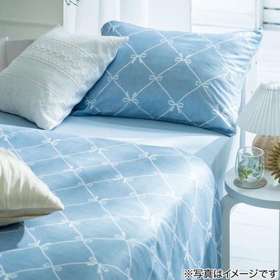 ひんやりケットにもなる掛け布団カバー シングル(Nクール NR04 リボンLA) 12枚目画像