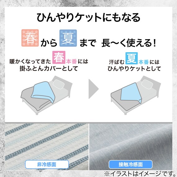 ひんやりケットにもなる 掛け布団カバー シングル(Nクール極冷 ワッフルストライプ WFST 26-15 S) 3枚目画像