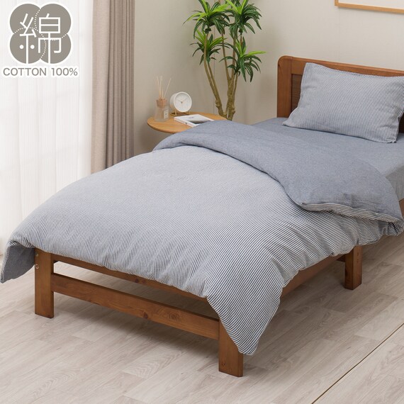 掛け布団カバー シングル(コットンウォッシュ3 SZ44 ネイビー S) 1枚目画像