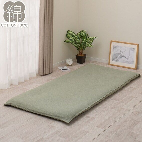 敷布団カバー シングル(コットンウォッシュ3  SZ44 グリーン S) 1枚目画像