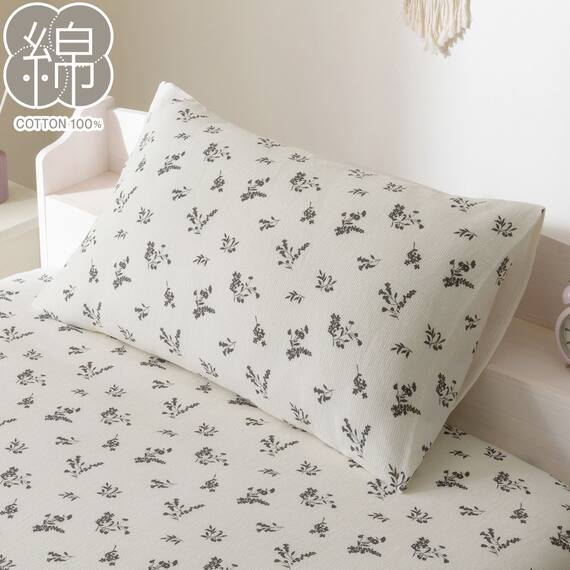 枕カバー(コットンワッフル S26 韓国風小花柄) 1枚目画像