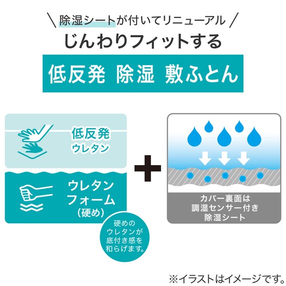 じんわりフィットする低反発除湿敷布団 セミダブル(F2504) 3枚目画像