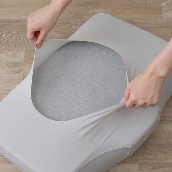 両面使える 横向き寝がラクな枕 専用カバー Nクール/ニット グレー 7枚目画像