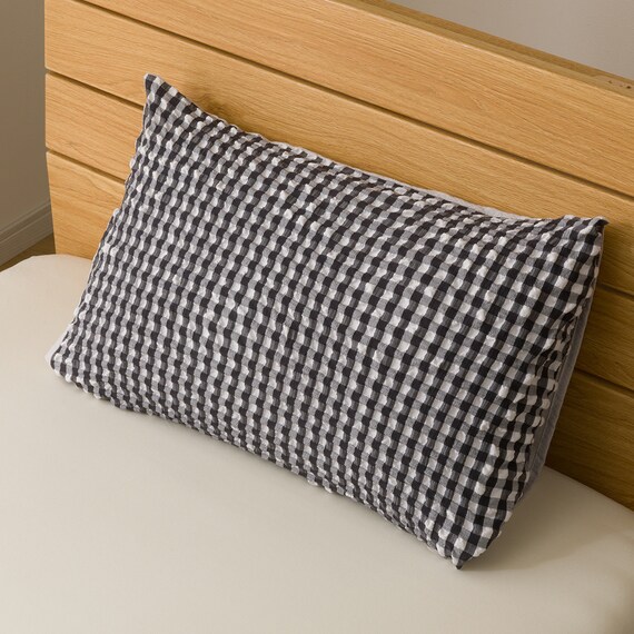 枕カバー(S2604 Rチェック BK) 1枚目画像