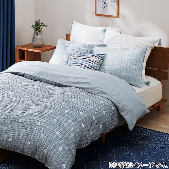 ひもなしラクラク掛け布団カバー シングル(S2607 リーフ BL S) 4枚目画像