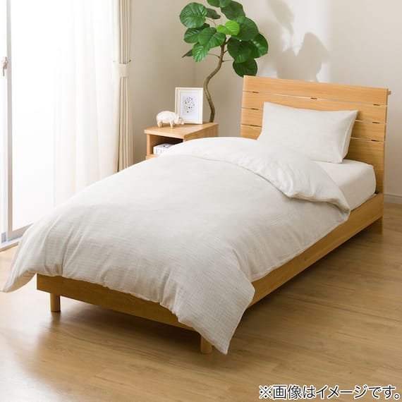 ひもなしラクラク掛け布団カバー シングル(S2608Cリネン GY S) 5枚目画像