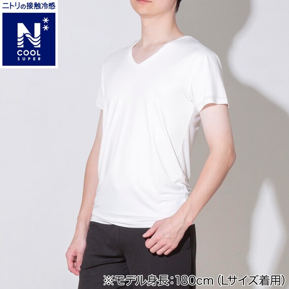 MENS Vネック半袖Tシャツ(クールSP nr ホワイト M) 1枚目画像