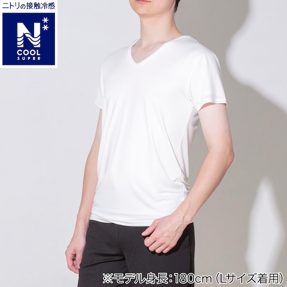 MENS Vネック半袖Tシャツ(クールSP nr ホワイト M) 1枚目画像