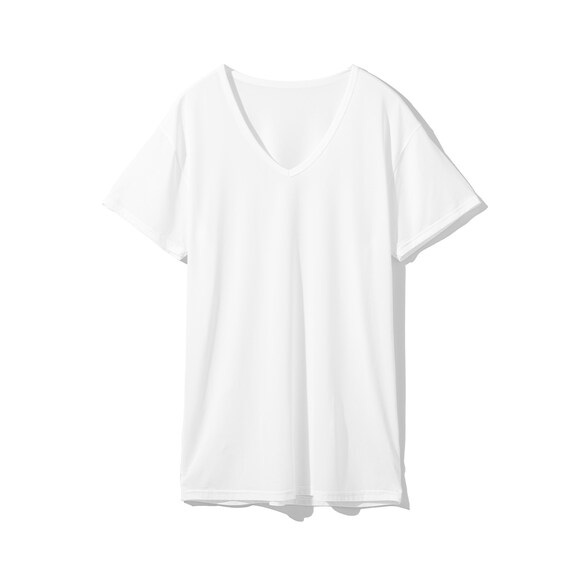 MENS Vネック半袖Tシャツ(クールSP nr ホワイト M) 2枚目画像