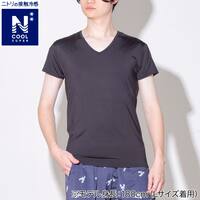 MENS Vネック半袖Tシャツ(クールSP nr ブラック M)
