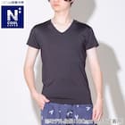 MENS Vネック半袖Tシャツ(クールSP nr ブラック M) 1枚目画像