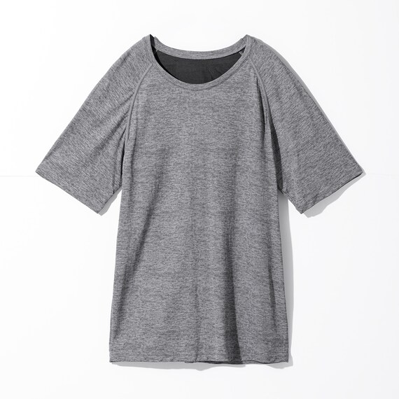 MENS ラグラン半袖Tシャツ(クールWSP nrp グレー M) 2枚目画像