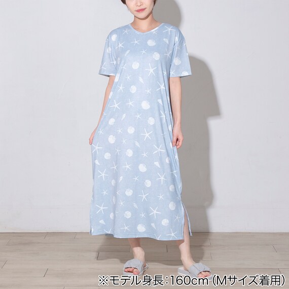 WOMENS リラックスワンピース(クール nrs ブルー L) 2枚目画像