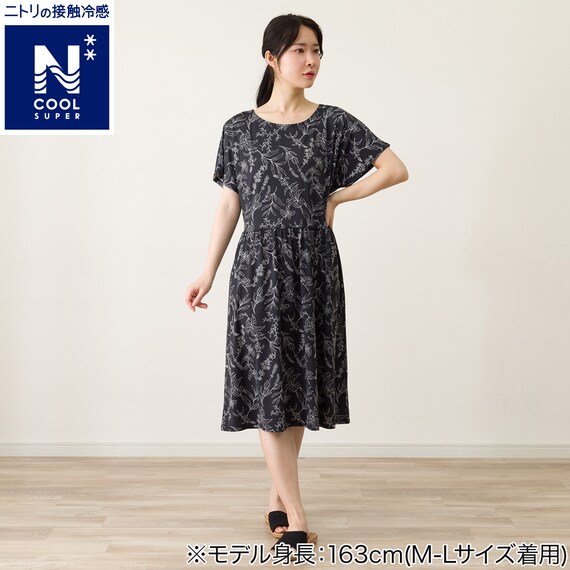 WOMENS ギャザーワンピース(クールSP nrlf ブラック M-L) 1枚目画像