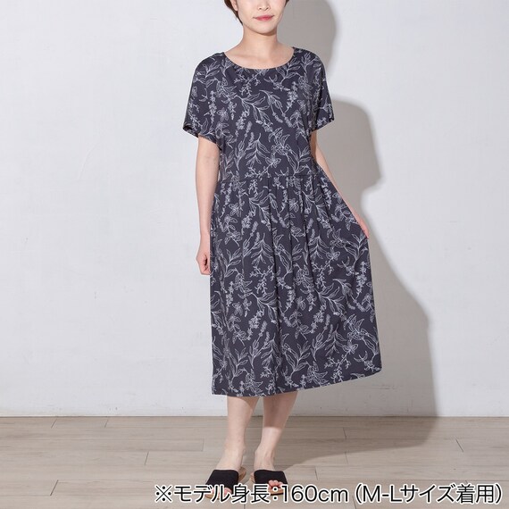 WOMENS ギャザーワンピース(クールSP nrlf ブラック M-L) 2枚目画像