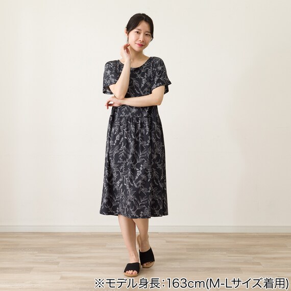 WOMENS ギャザーワンピース(クールSP nrlf ブラック M-L) 3枚目画像