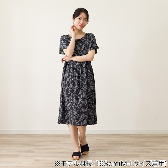 WOMENS ギャザーワンピース(クールSP nrlf ブラック M-L) 3枚目画像