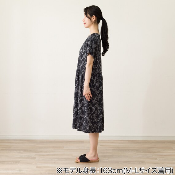 WOMENS ギャザーワンピース(クールSP nrlf ブラック M-L) 4枚目画像