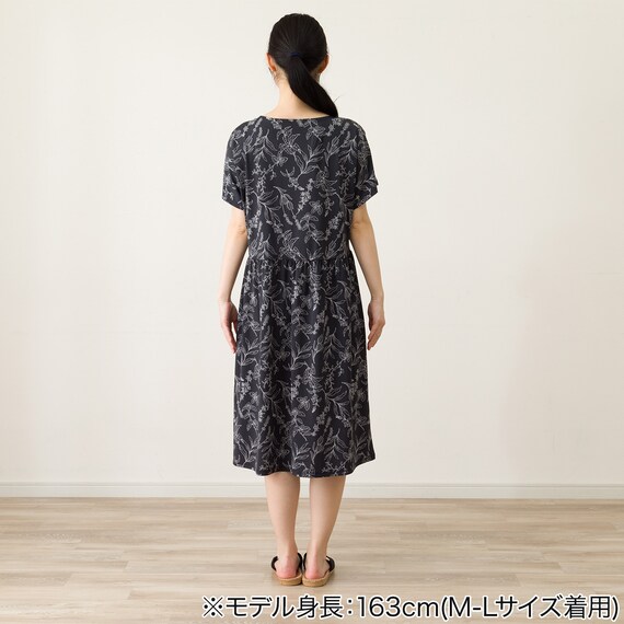 WOMENS ギャザーワンピース(クールSP nrlf ブラック M-L) 5枚目画像