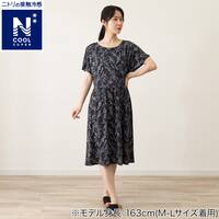 WOMENS ギャザーワンピース(クールSP nrlf ブラック L-LL)