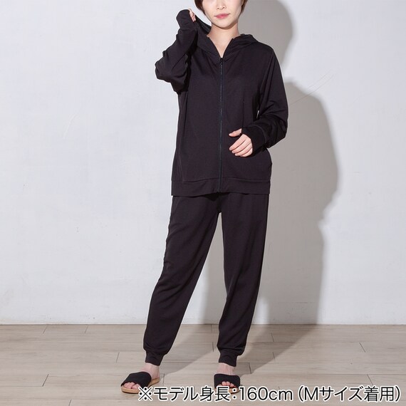 男女兼用 UVカットメッシュパーカー(クールWSP ブラック M) 2枚目画像