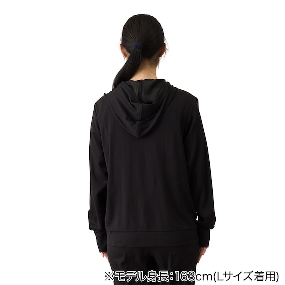 男女兼用 UVカットメッシュパーカー(クールWSP ブラック M) 4枚目画像