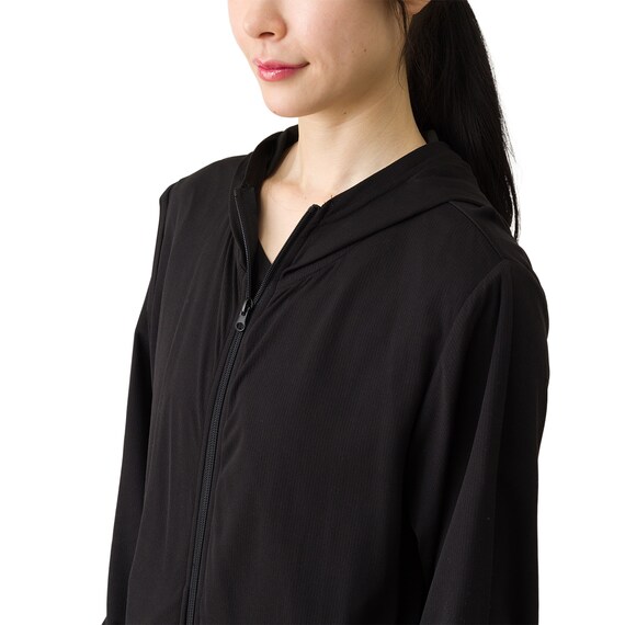 男女兼用 UVカットメッシュパーカー(クールWSP ブラック M) 5枚目画像