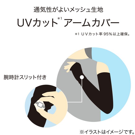 UVカット メッシュアームカバー フリーサイズ(クール nr ブラック) 2枚目画像