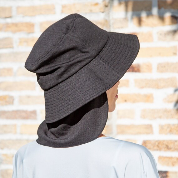 UVカット メッシュ ハットネックカバー付き フリーサイズ(クール r ブラック) 3枚目画像