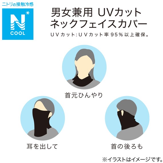男女兼用UVカット メッシュ ネックフェイスカバー(クール ブラック nr ) 2枚目画像